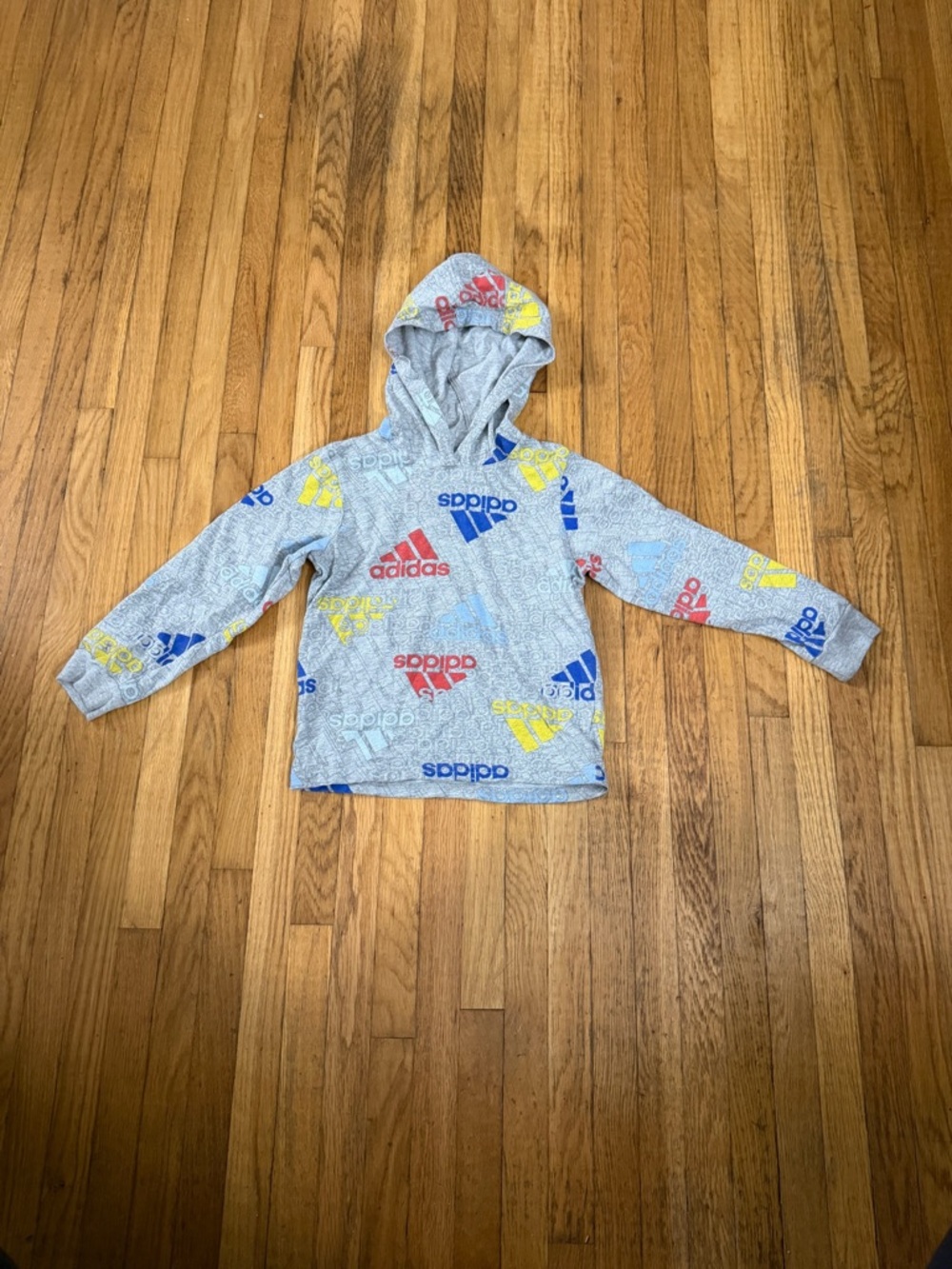 Adidas 3T Gray Hoodie with Colorful Logo Print